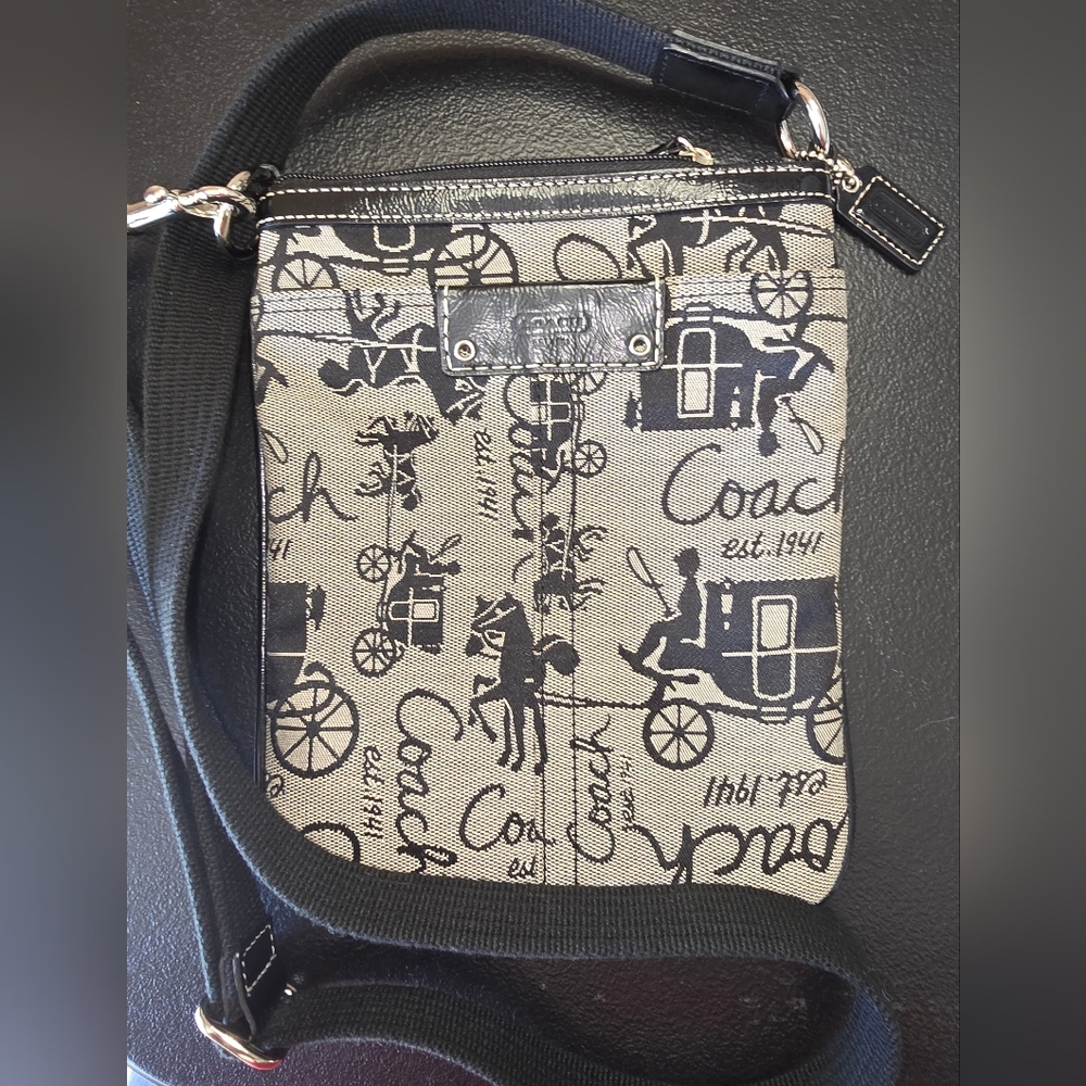 Coach Black and Tan Graphic Messenger Bag